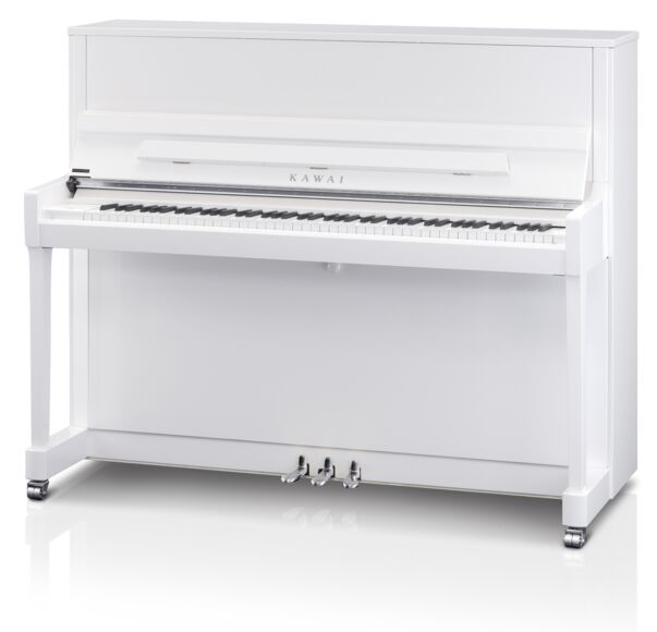 Kawai-Klavier K-300, weiß poliert, Beschläge Chrom