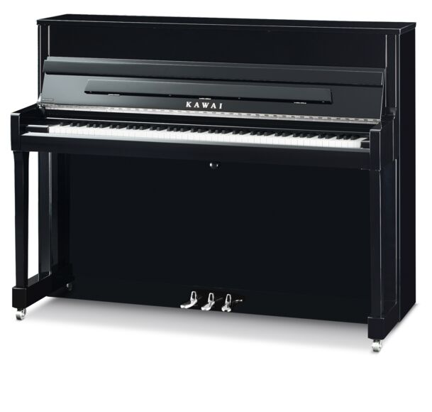 Kawai-Klavier K-200, schwarz poliert, Beschläge Chrom