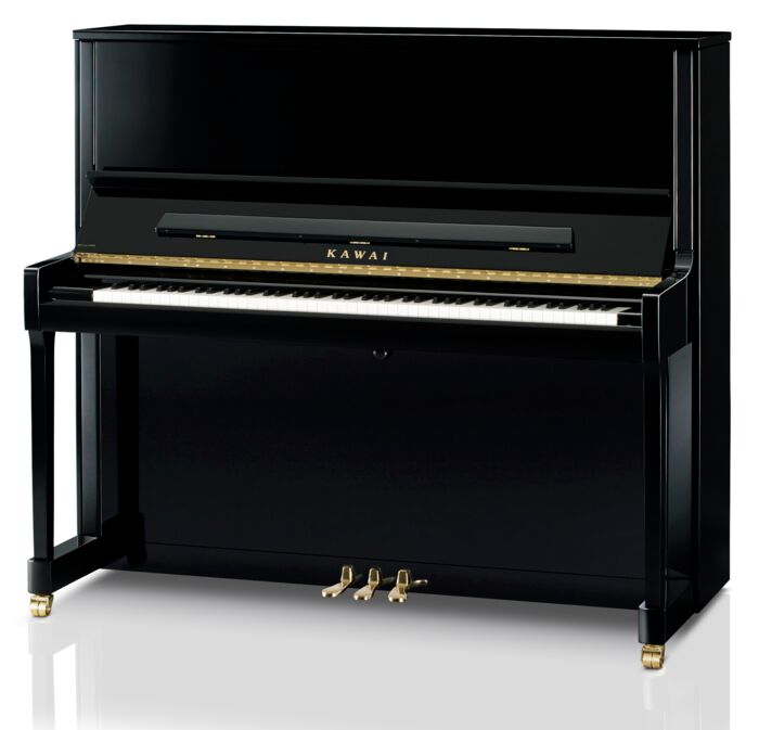 Kawai-Klavier K-600, schwarz poliert, Beschläge Messing