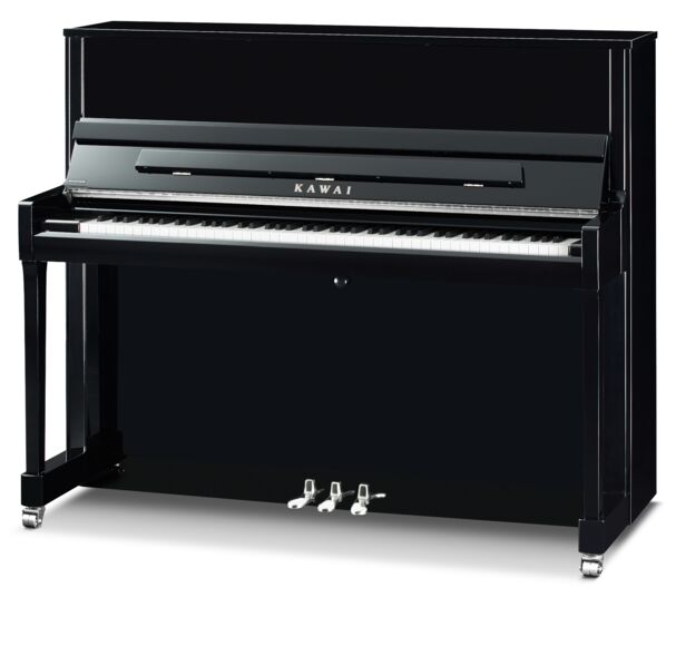 Kawai-Klavier K-300, schwarz poliert, Beschläge Chrom